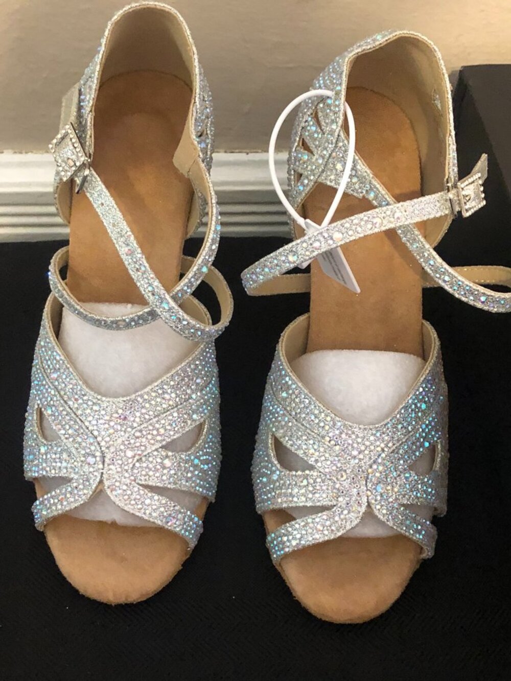 DanceandSway Silver Rhinestone Strappy Salsa Ballroom Dance Heels 6